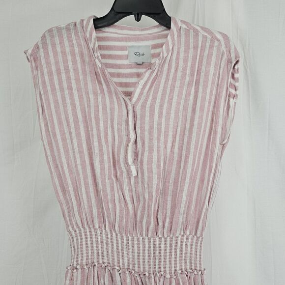 Rails Revolve Angelina Dress in Rose Pink Stripe Linen Blend Mini Dress Medium - Picture 6 of 8